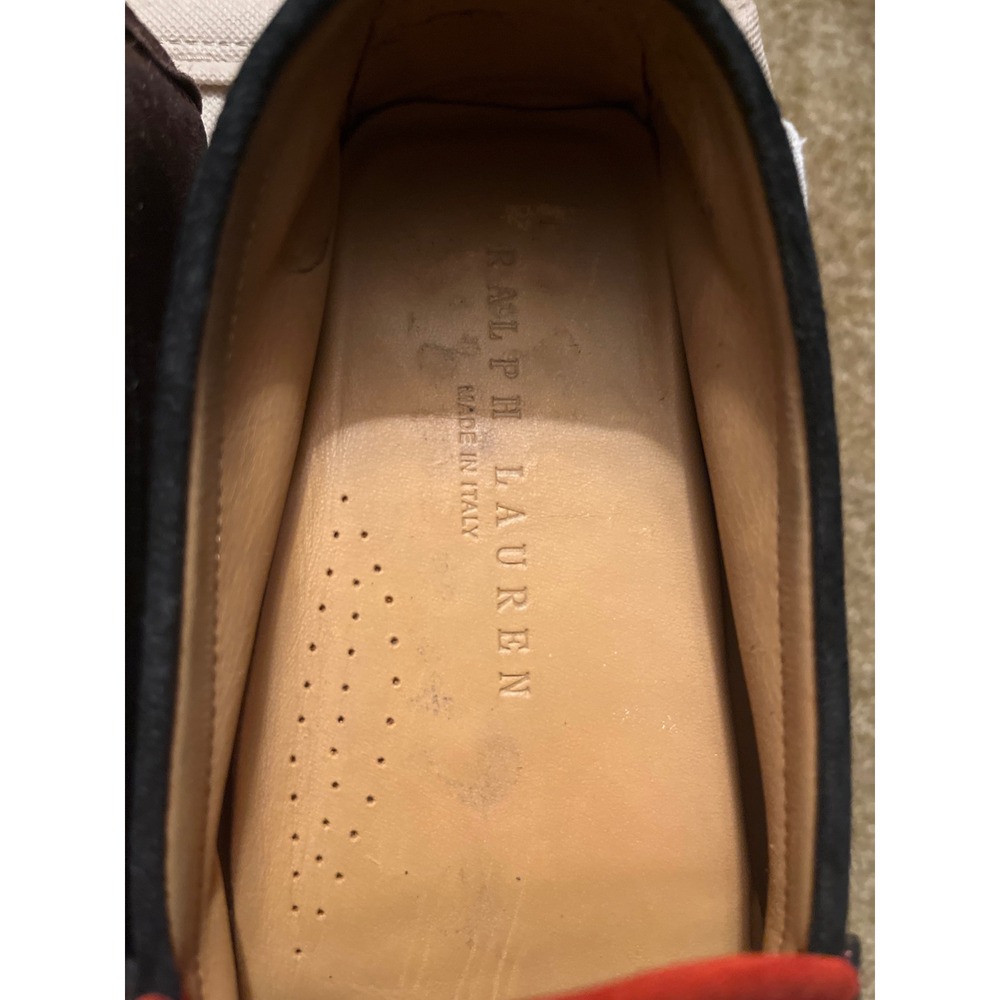 Ralph Lauren Men Red Suede Driving Moccasins Loafers Shoes Made in‎ Italy - Picture 6 of 11